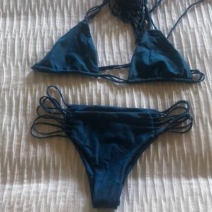 Mikoh blue string bikini set